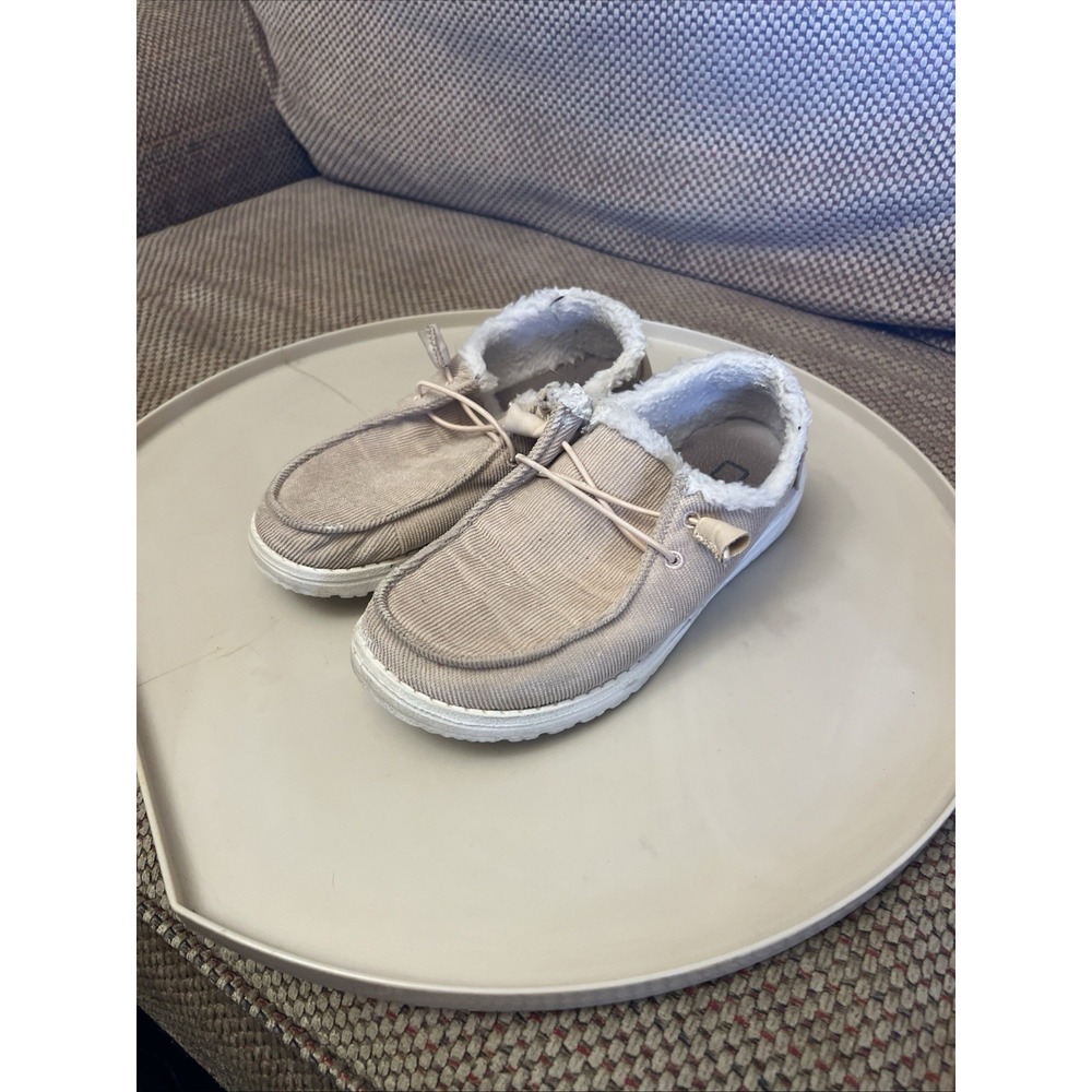 Hey Dude Wendy Funk Wool Lined Beige Slip On Women's Shoes Size 6